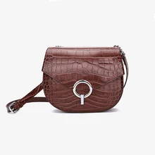 Ретро-седло, винтажная сумка с клапаном из крокодиловой кожи, женская сумка-мессенджер из натуральной кожи, сумки через плечо, P083