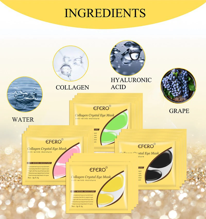 EFERO Collagen Eye Mask Eye Patches Under Eyes Pad Dark Circles Removal Anti Aging Moisturizing Eye Masks Gel Sleep Patches