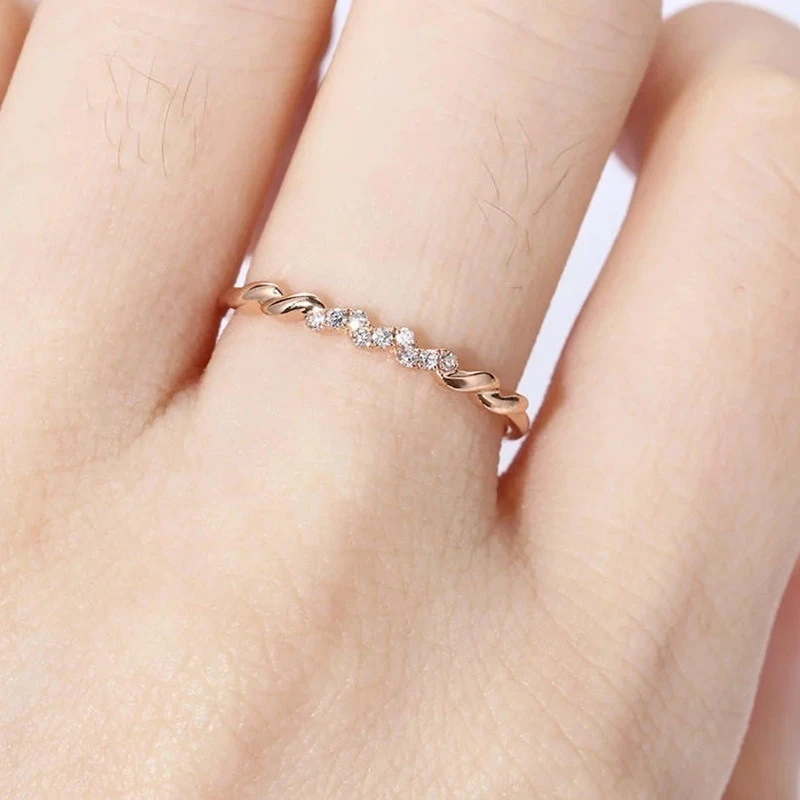 14K розовое Золотое кольцо с бриллиантом для женщин Мода Anillos Bizuteria Свадебный