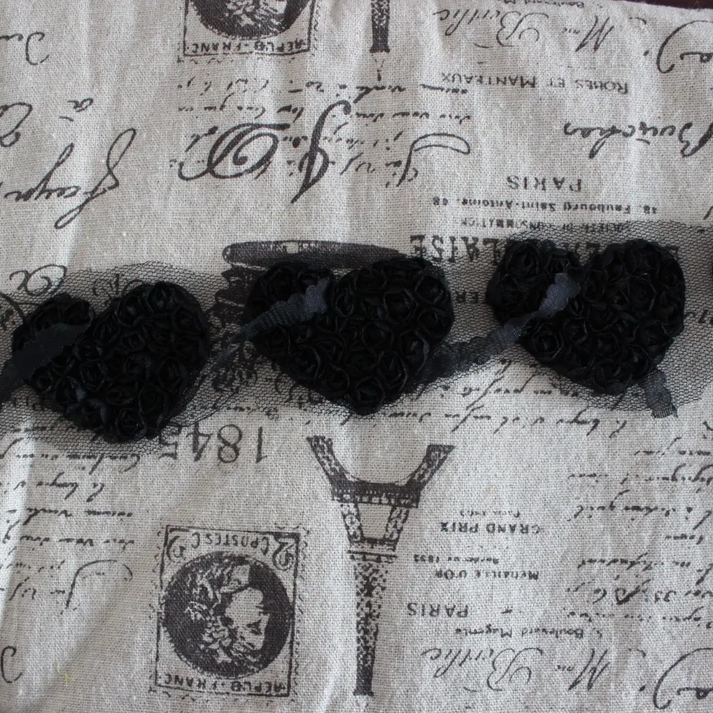 Rosette heart flower trim shabby flower trim chiffon heart flower hair accessories (3)