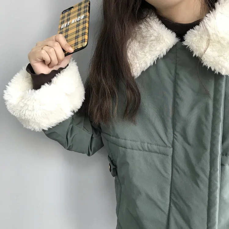 Winter New Pure Color Thickened Short Cotton Jacket Lamb Wool Bread Clothes for Women Chaquetas Mujer Invierno