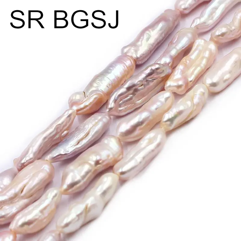 Kaufen Freies Schiff 8x18mm Rosa Lila Biwa Barock Natürliche Süßwasser Längliche Lose Perle Perlen Strang 14\