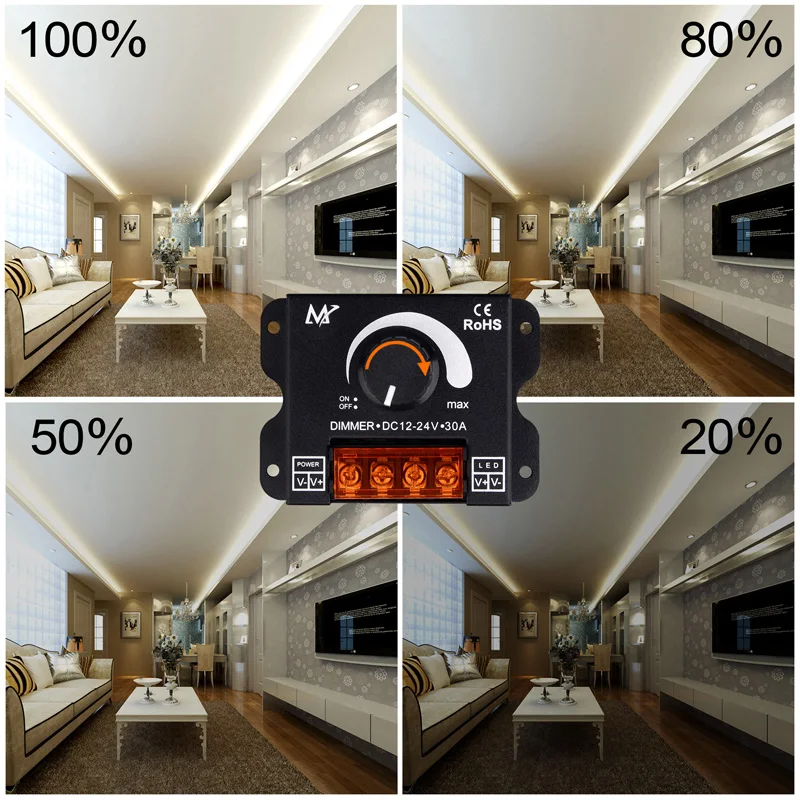 LED Dimmer Switch DC12V-24V 30A Max Voltage Regulator Adjustable Controller led strip controller led dimmer switch led dimmer controller smart dimmer switch led strip switch For LED Strip Tape Lamp Lighting Dimmers