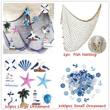 

100*200cm Mediterranean Style Decorative Fish Netting Marine Fishing Net Wall Decoration Photographing Background