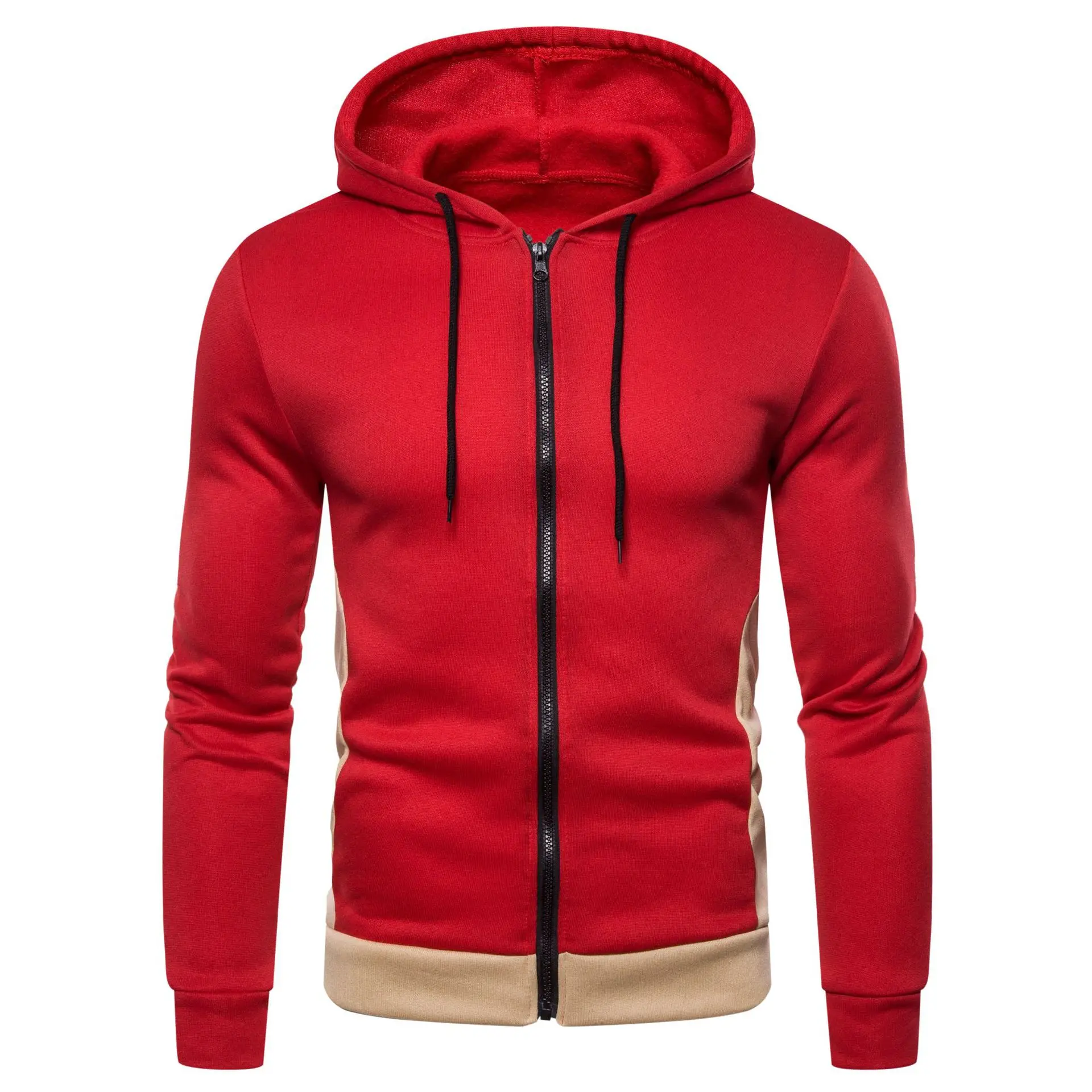 

New men's original single European and American men's color blocking hoodie coat