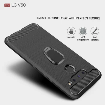 

For LG Q7 Q6 V30 Plus G6 Pro W10 30 Q7 K8 K10 2018 Stylo 5 K40 V40 V50 G8 G8s ThinQ Q Stylus Plus Ring Holder Carbon Fiber Case