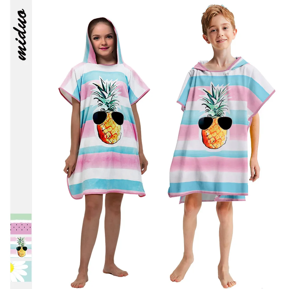

A Generation of Fat Digital Printing Children Dacron Bath Towel Cloak Easy to Absorb Water Multi-functional Hooded Beach Towel W