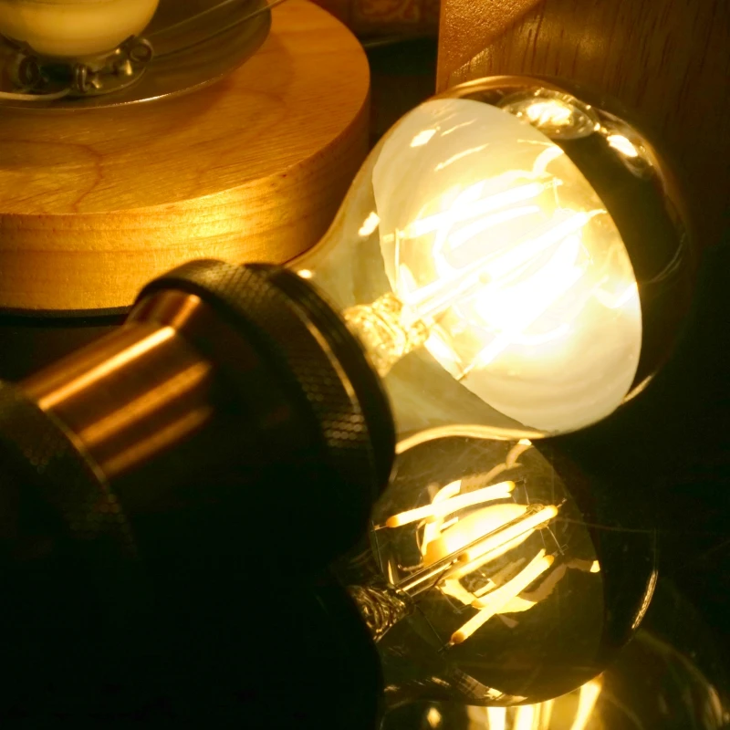 에디슨 E14 E27 미러 실버 레트로 LED 전구 4W G45 A60 ST64 G80 G95 빈티지 필라멘트 Lampada LED 램프 따뜻한 흰색 조명