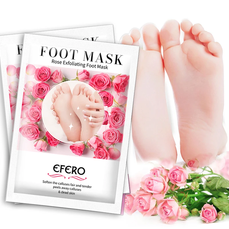 

EFERO 3pair Rose Foot Mask for Legs Exfoliating Foot Mask Pedicure Socks Moisturizer Remove Dead Skin Smooth Foot Peeling Mask