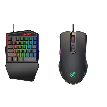 

HXSJ Ergonomic Multicolor Backlight One-Handed Game Wired Keyboard+Mouse
