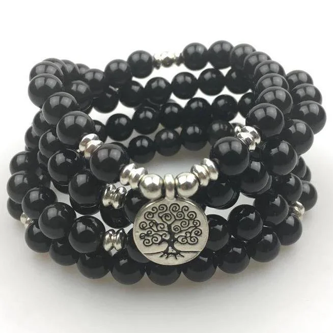 Коричневый Moda feminina pulseira Fosco Amazonita contas com lotus Будда Ом Charme Pulseira de Yoga 108 mala colar Прямая поставка - Цвет: Коричневый