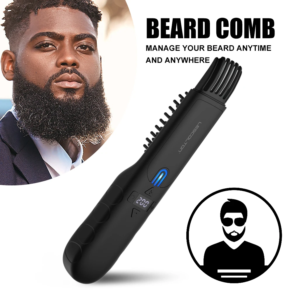 Lescolton raddrizzatore per barba da uomo Quick Beard Brush raddrizzatore pettini elettrici ricaricabili portatili per uomo donna