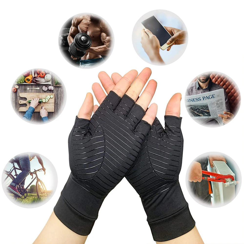1 Pair Compression Arthritis Gloves for Women Men Joint Pain Relief Half Finger Brace Therapy Wrist 1 1 Pair Compression Arthritis Gloves for Women Men Joint Pain Relief Half Finger Brace Therapy Wrist 5