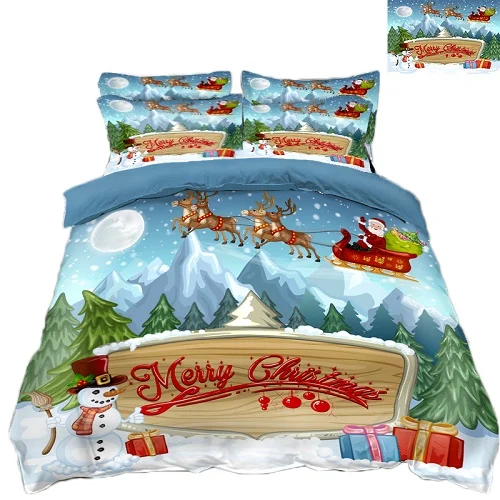 3d bedding set Синий степной Санта-Клауса комплекты постельного белья 3D простыней на кровать пододеяльник наволочка одеяло twin king Размеры queen постельное белье CAL king кровать для украшения - Цвет: 3d bedding set