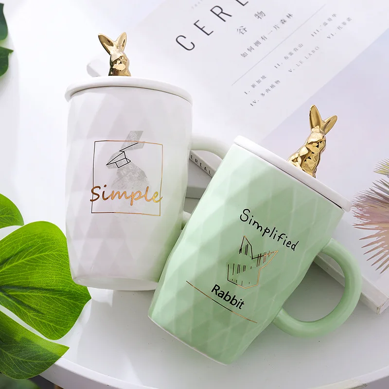 Porcelain Creative Mug Diamonds Shape Colorful Art Ceramic Cup with Lid Milk Coffee Mugs Office Water | Дом и сад