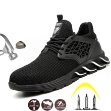 Новинка года; мужские зимние повседневные ботинки; Мужская Рабочая обувь; безопасная дышащая обувь для отдыха; подходит для работы и жизни; с круглым носком; Рабочая безопасность