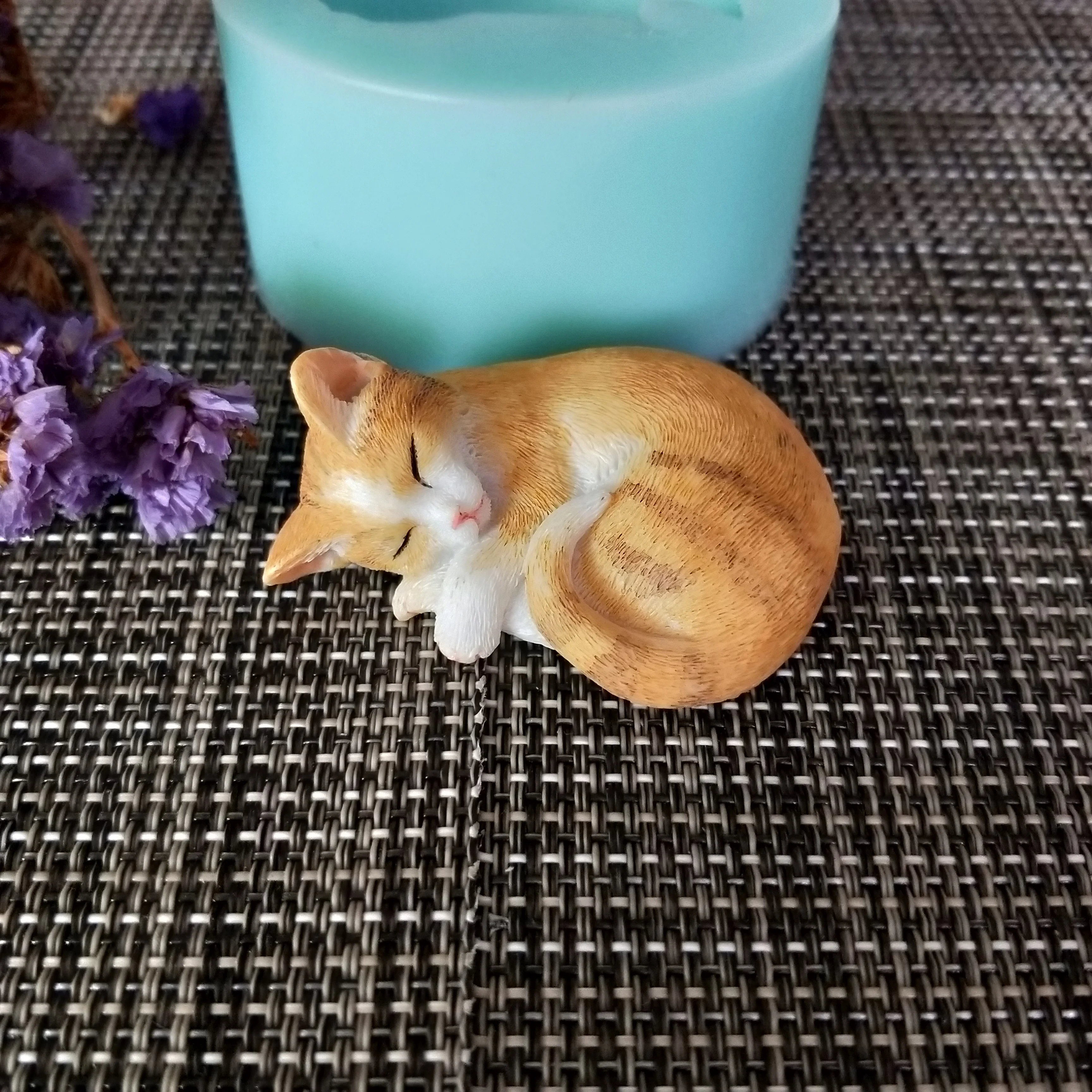 DW0146 PRZY Silicone Mold Soap Mould Kitten Sleeping Cat Mini Handmade Making Molds Candle Resin Clay | Дом и сад