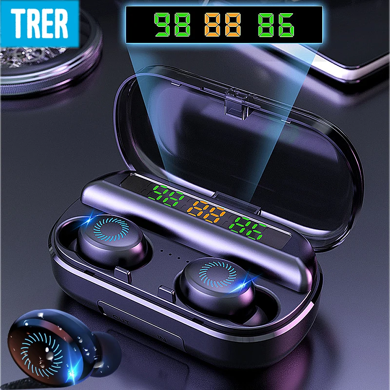 

TRER Bluetooth Wireless Headphones LED Display Headset In Ear Earbuds Fone audifonos para celular Ear Phone with Mic casque