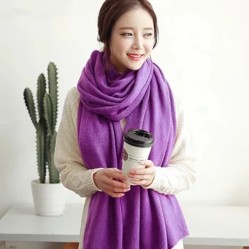 

New autumn and winter pure color knitted wool all-match fashionable scarf