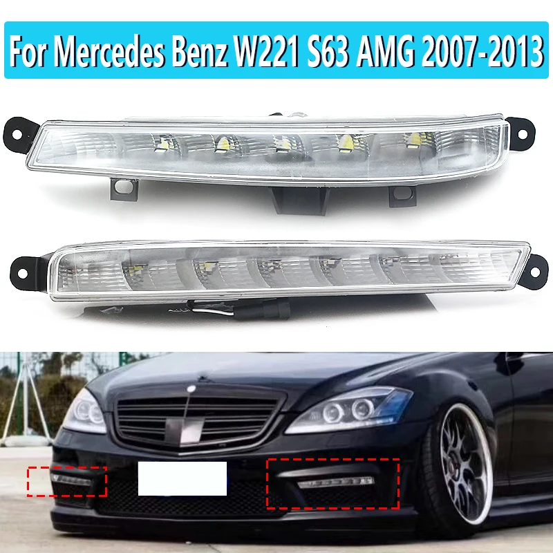 Right Compatible with MERCEDES S-Class W221 US SecosAutoparts 2PCS LED DRL Daytime Running Fog Light Left 