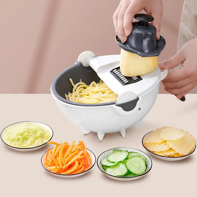 Multifunctional Vegetable Cutter Plastic Pan Fruit Slicer Grater Bowl