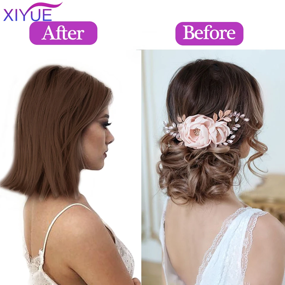 XIYUE Messy Hair Bun Clip in Hair Extension Curly Hair donut fake hair Chignon Synthetic Hair Messy Chignon For Women Wedding
