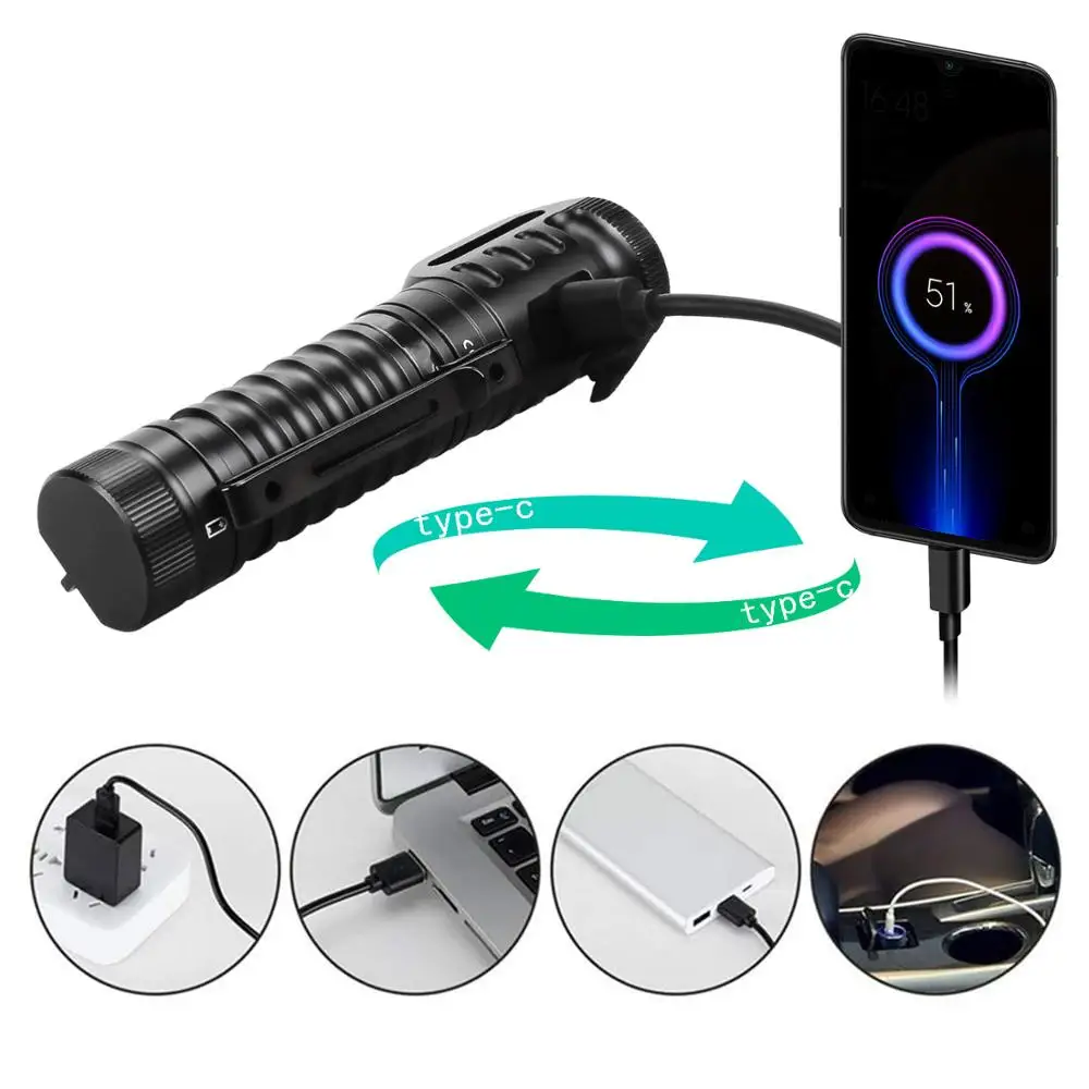 HD20 USB C újratölthető fényszóró 21700 ledes ligh 2000lm Viadal leds LH351D XPL vel Fordított Hozzákezdés Mágneses Farok