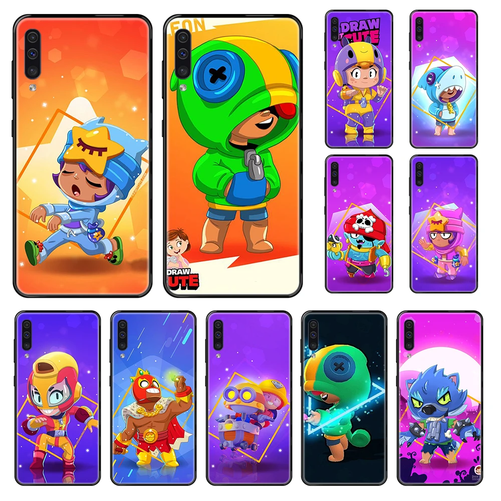 

cute cartoon Gbrawl Stars painting back black Phone case For Samsung Galaxy A 3 5 6 7 8 20 40 50 70 71 E S Plus 2016 2017 2018