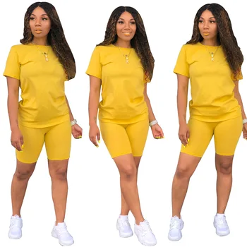 

Summer Short Sleeve Top and Short Pants 2 Piece Set Women Fashion Tracksuit Women