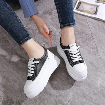 

Small White Shoes Female Moccasin Casual Sneaker Shose Women 2020 Fashion Women's All-Match Clogs Platform Round Toe Genuine