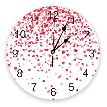 

Valentine'S Day Heart Falling Romantic PVC Wall Clock Modern Design Home Decor Bedroom Silent O'clock Watch Wall For Living Room