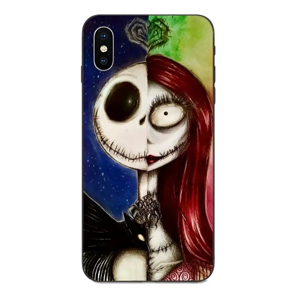 ナイトメアー ビフォア クリスマスジャック スケリントンとサリー愛らしい Apple の Iphone 4 4s 5 5s Se 6 6s 7 8 プラス X Xs 最大 Xr ハーフラップケース Aliexpress