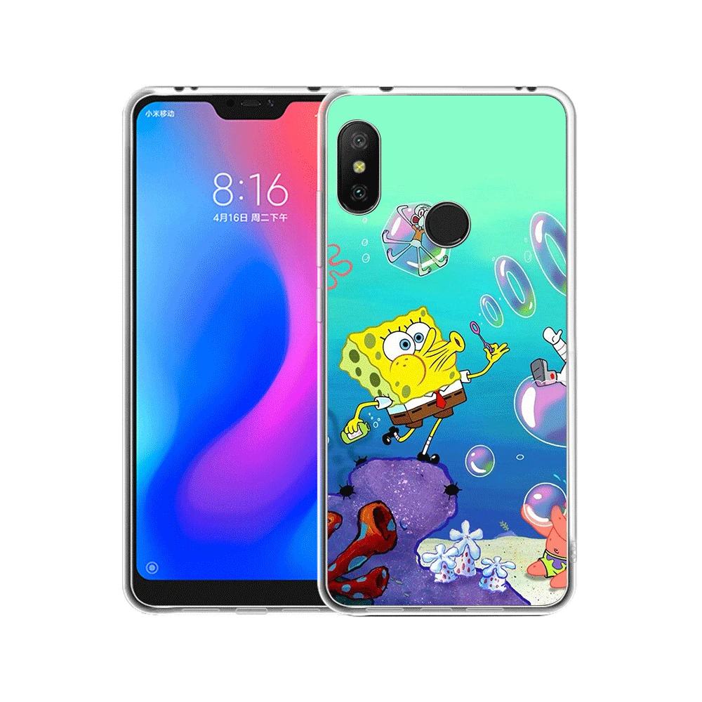 Мобильный чехол для телефона для Xiaomi mi 5 5S 6 mi x 2S 8 A1 A2 5X 6X Lite F1 9 9T MAX 3 A3 Pro CC9 CC9E твердый переплет рисунком из мультфильма «Губка Боб»-2 - Цвет: H1