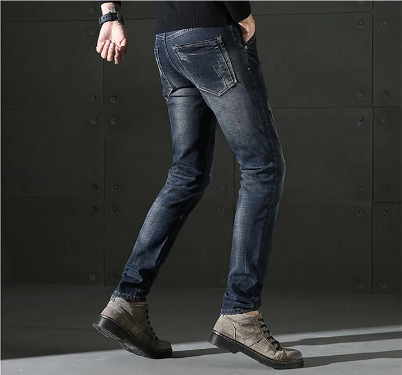 Джинсы мужские 2019 осенние мужские джинсы мужские корейские тренды прямые тонкие синие брюки больше размеров 28-38 40