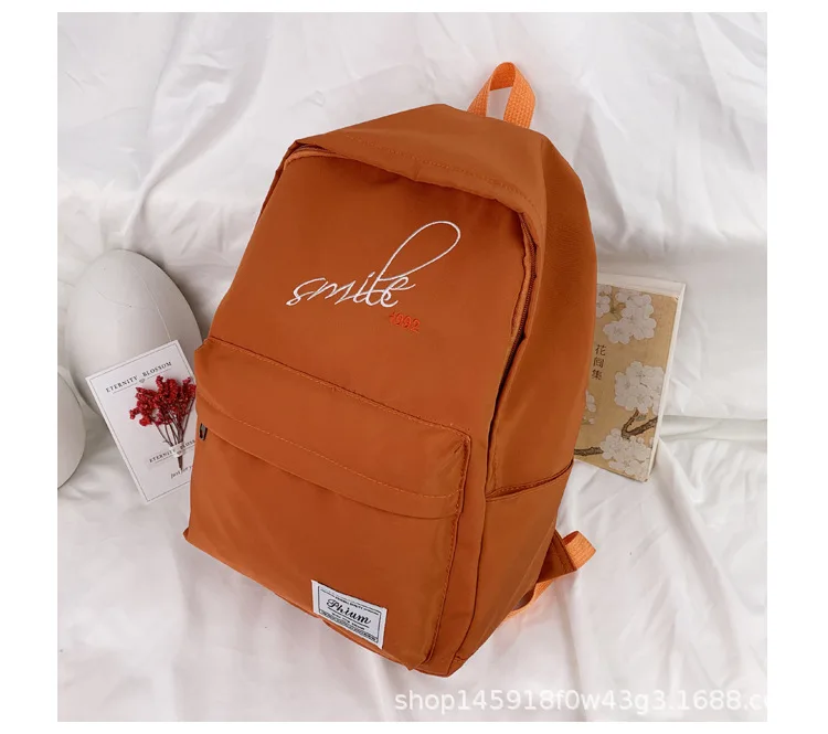 Currently Available Summer New Style Korean-style Style Backpack Shoulder Pad Unisex Solid Color Travel Nylon Cloth Lettere