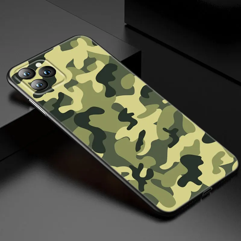 Camouflage Color Phone Case For Apple iPhone 13 12 Mini 11 Pro XS Max XR X 8 7 6S 6 Plus 5S 5 SE 2020 Soft TPU Black Cover- H5b51f9f3ad7a4c81a90c25c2d4e5e338P