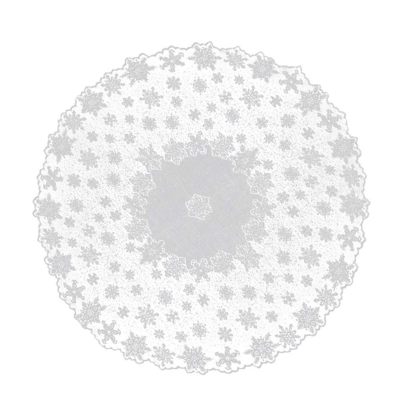 

Christmas Table Cloth Snowflake Table Cover White Vintage Lace Tablecloth Home Party Xmas Decor White Round 70 Inches