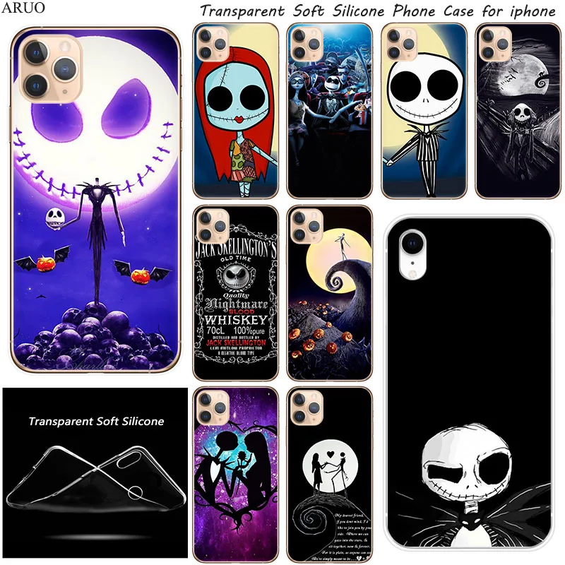 Silicone TPU Phone Case for iphone 11 11Pro XS Max X XR SE 7 8 6s Plus 5 Nightmare Before Christmas Sally Jack Skellington cover