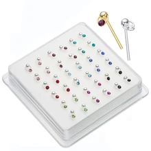 

Pack Of 36Pcs 925 Sterling Silver Ball Nose Ring Piercing Nose Pin Stud Dangle Shape Body Jewelry Piercing Nariz Plata Mujer