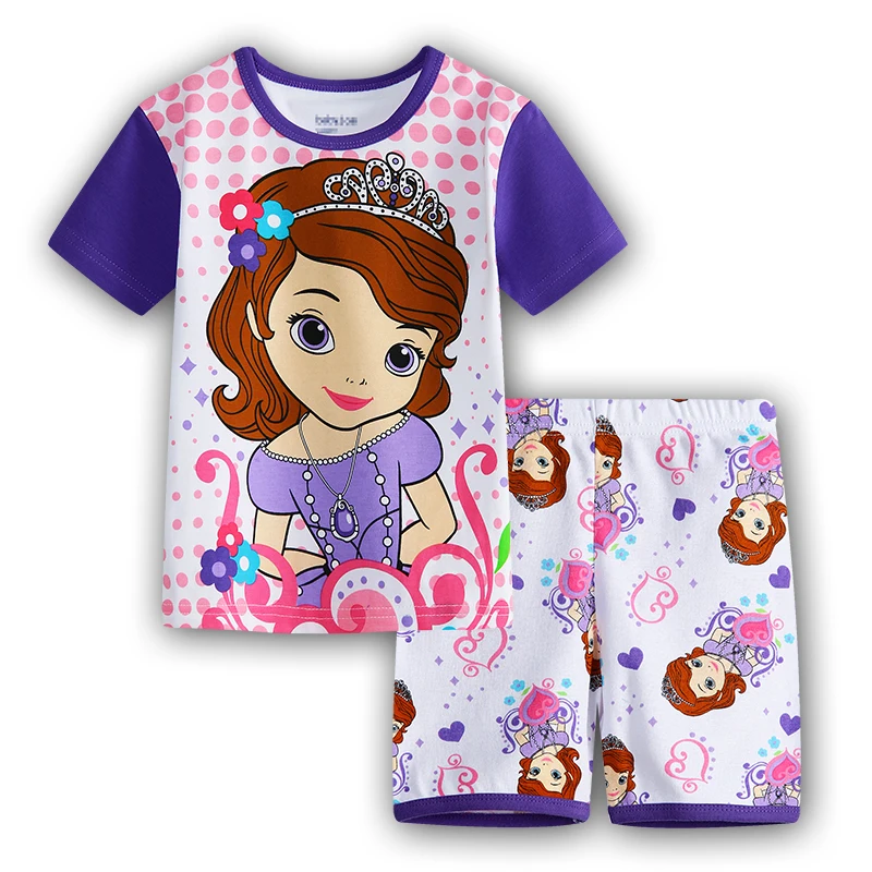 Boy girl pyjamas New summer cotton kids girls mickey short sleeve pyjamas clothes sets pijamas minnie Cartoon mouse sleepwear 5
