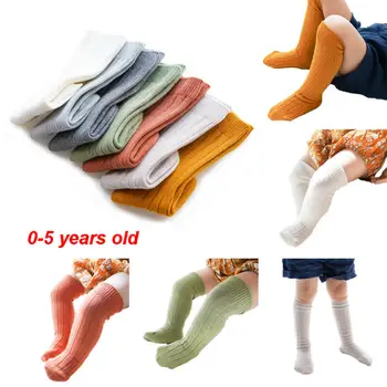 

Pudcoco Solid Knee Stockings For 0-5Y Kids Baby Baby Girls Boys Solid Anti-Slip Knitted Long Socks Knee Sock