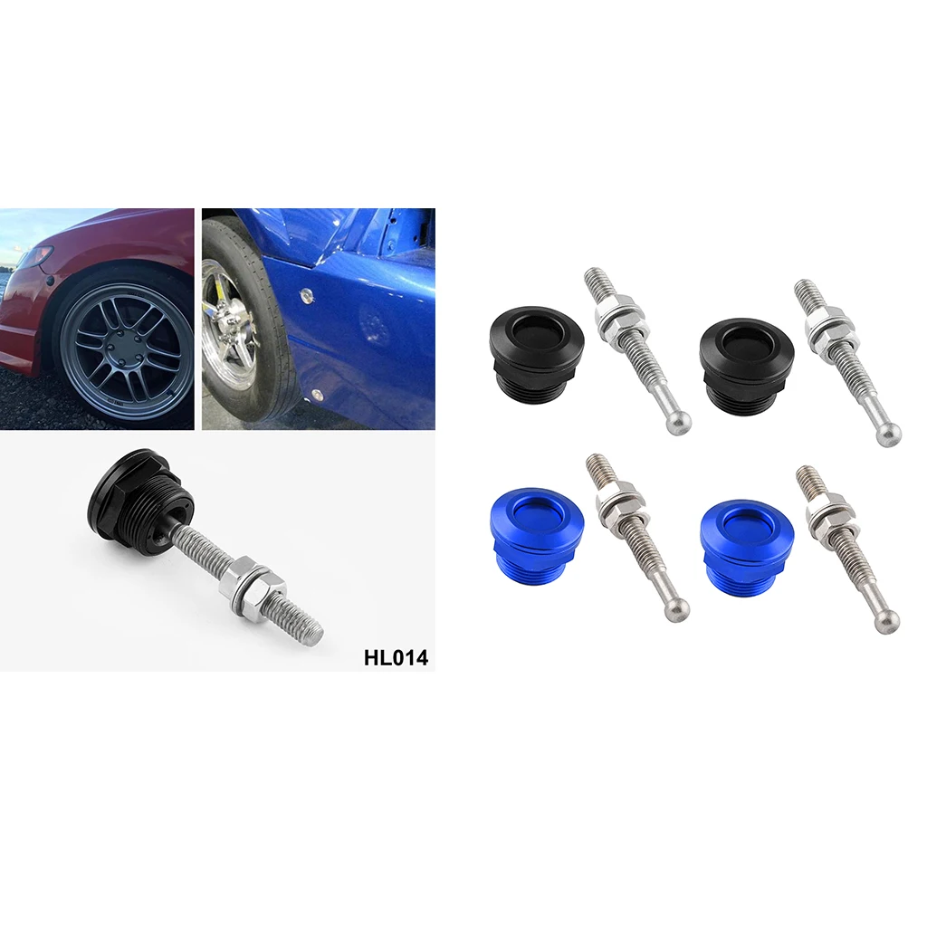 4x Solid Car Bonnet Hood Latch Pin Locking Kit Push Button Quick Release 7/8 22mm (Black + Blue)