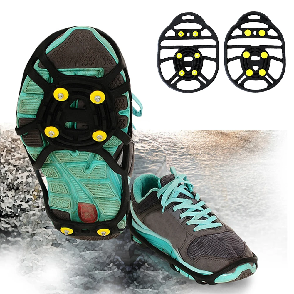 

1 Pair 6 Stud Crampon Stretch Fit Lightweight Outdoor Ice Gripper Climbing Universal Anti Slip Traction Snow Unisex Winter
