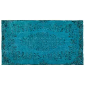 

Handmade Turquoise Vintage Overdyed Turkish Area Rug 155x290 Cm-5'1''X9'6''