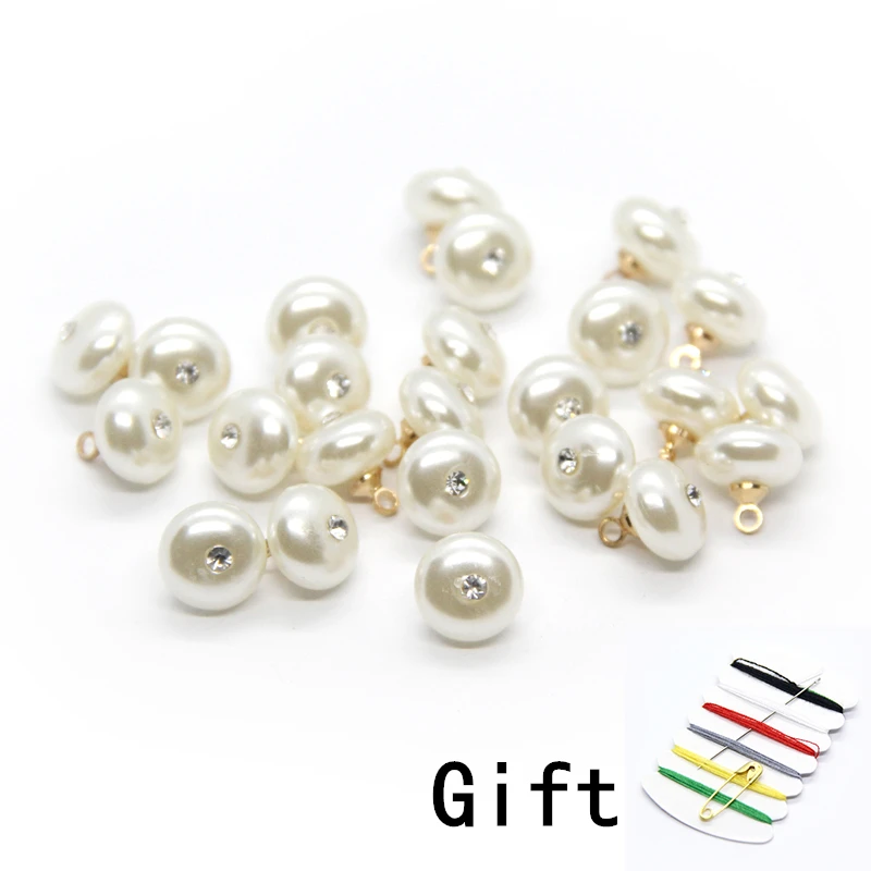 

10mm Diamond Round Faux Pearl Shirt Button For Clothing Women Vintage Cardigan Collar Decor Small Sewing Accessories Wholesale