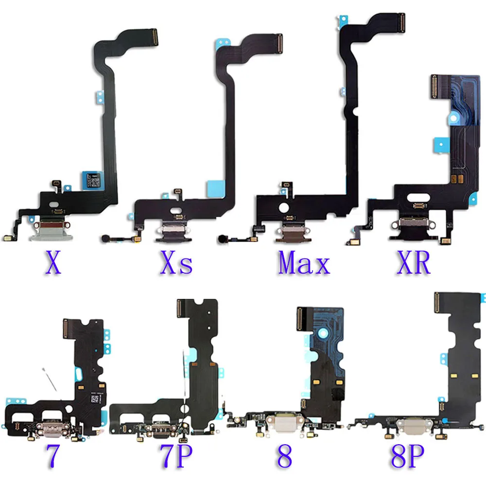 10 шт. для iPhone 5S 5 5c SE 6 6s 7 8 Plus X Xs Max XR usb зарядное устройство Порт док-станция разъем гибкий кабель 5 черный+ 5 белый