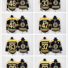 Сшитая мужская Хоккейная Футболка Boston Brad Marchand Tuukka Rask Zdeno Chara Patrice Bergeron David Pastrnak Torey Krug