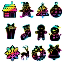 BalleenShiny – ensemble de peinture à gratter de noël pour enfants, 12 pièces, bricolage magique coloré, manuel, Graffiti, jouet éducatif à double usage