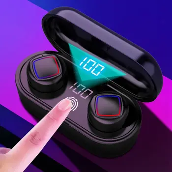 

TWS Wireless Bluetooth Earphones Stereo 3D Fingerprint Touch Control 5V In-ear Headset with Mic with Charging Case Black White