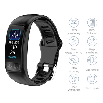 

P12 ECG PPG Smart Bracelet Blood Pressure Heart Rate Monitor Smartband IP67 Waterproof Sports Fitness Tracker Smart Wristband